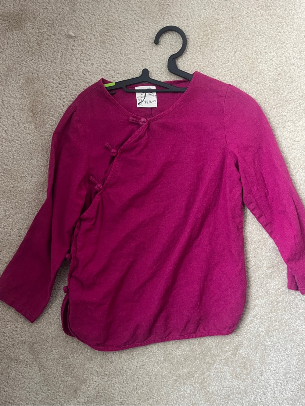 Women’s Mandarin-Button Tunic Top in Magenta